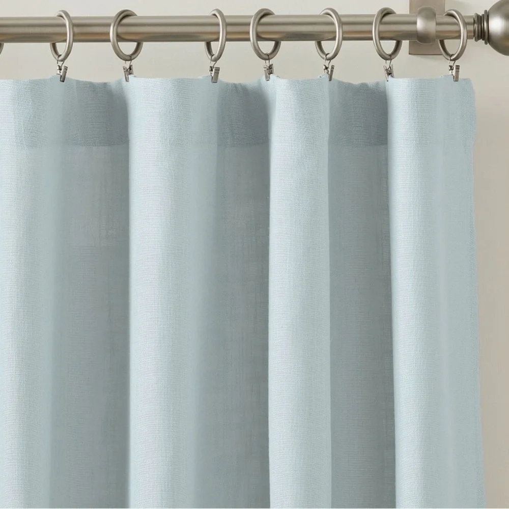 Pottery Barn Light Blue Linen-Look Curtain Panel